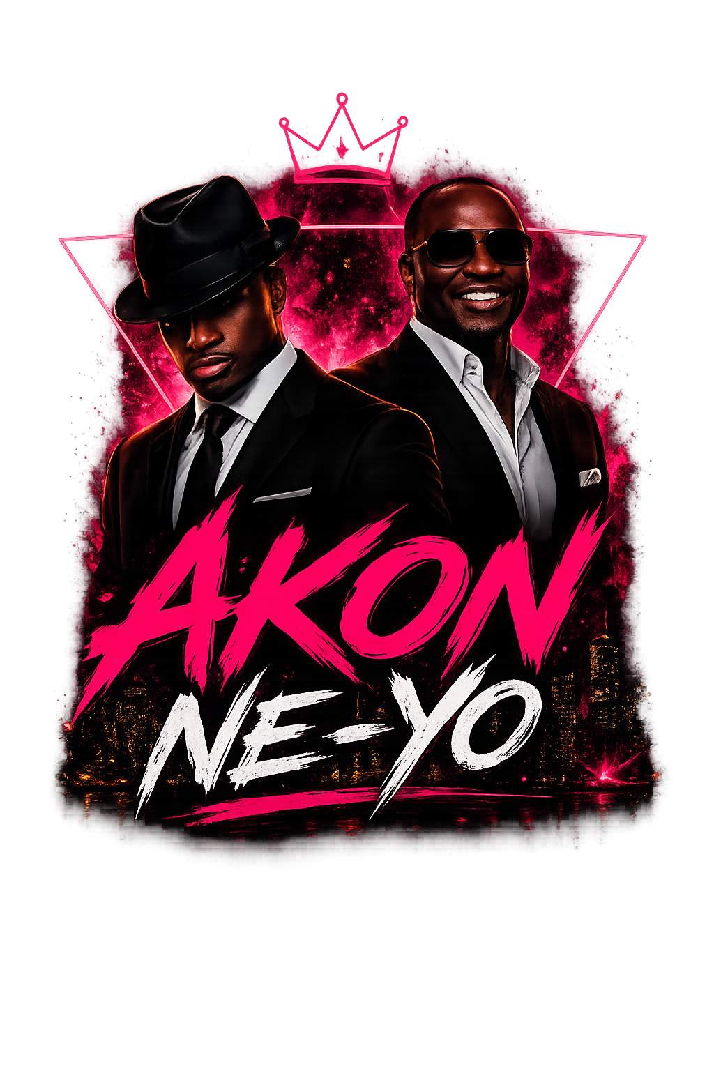 Akon & Ne-Yo pink DTF ready to press iron on transfer for clothing t-shirts and hoodies concert ready