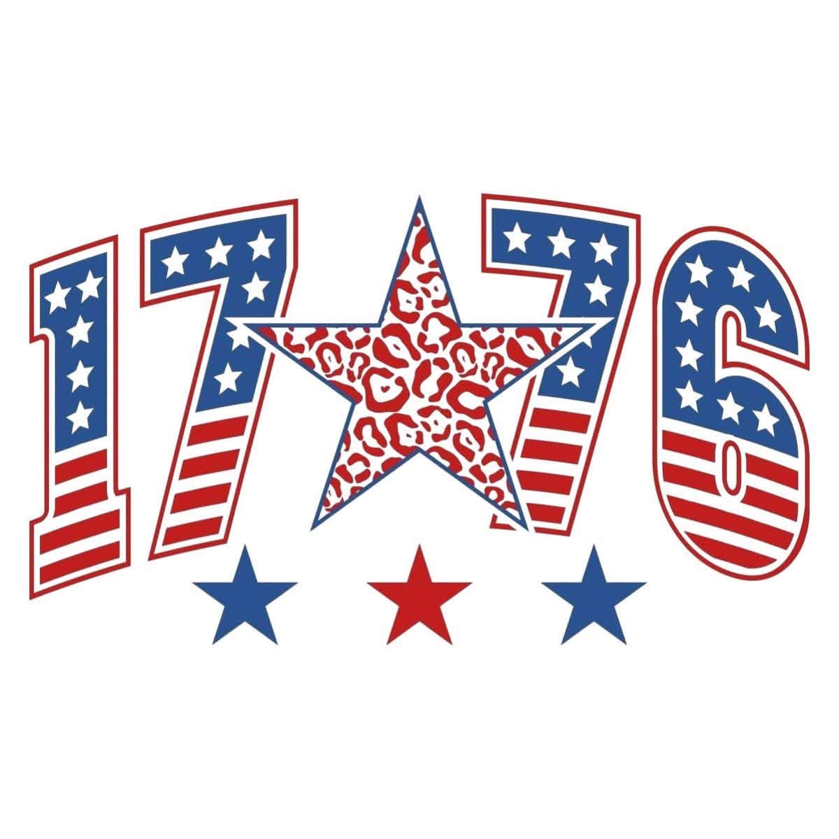 1776 Fourth of July DTF ready to press iron on transfer for clothing t-shirts and hoodies
