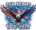 250 Years Blue Fourth of July DTF ready to press iron on transfer for clothing t-shirts and hoodies