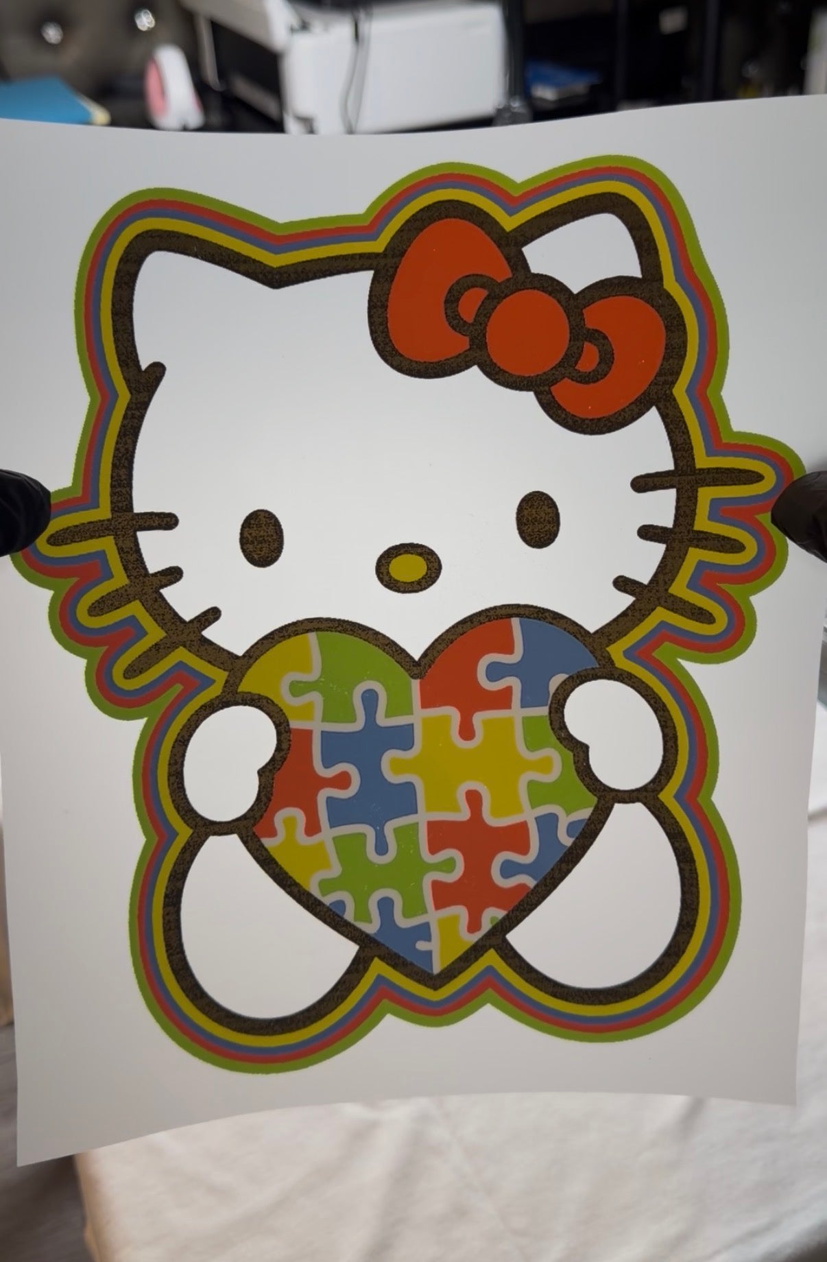 Kitty Autism awareness DTF Transfer - FOR WHITE FABRICS