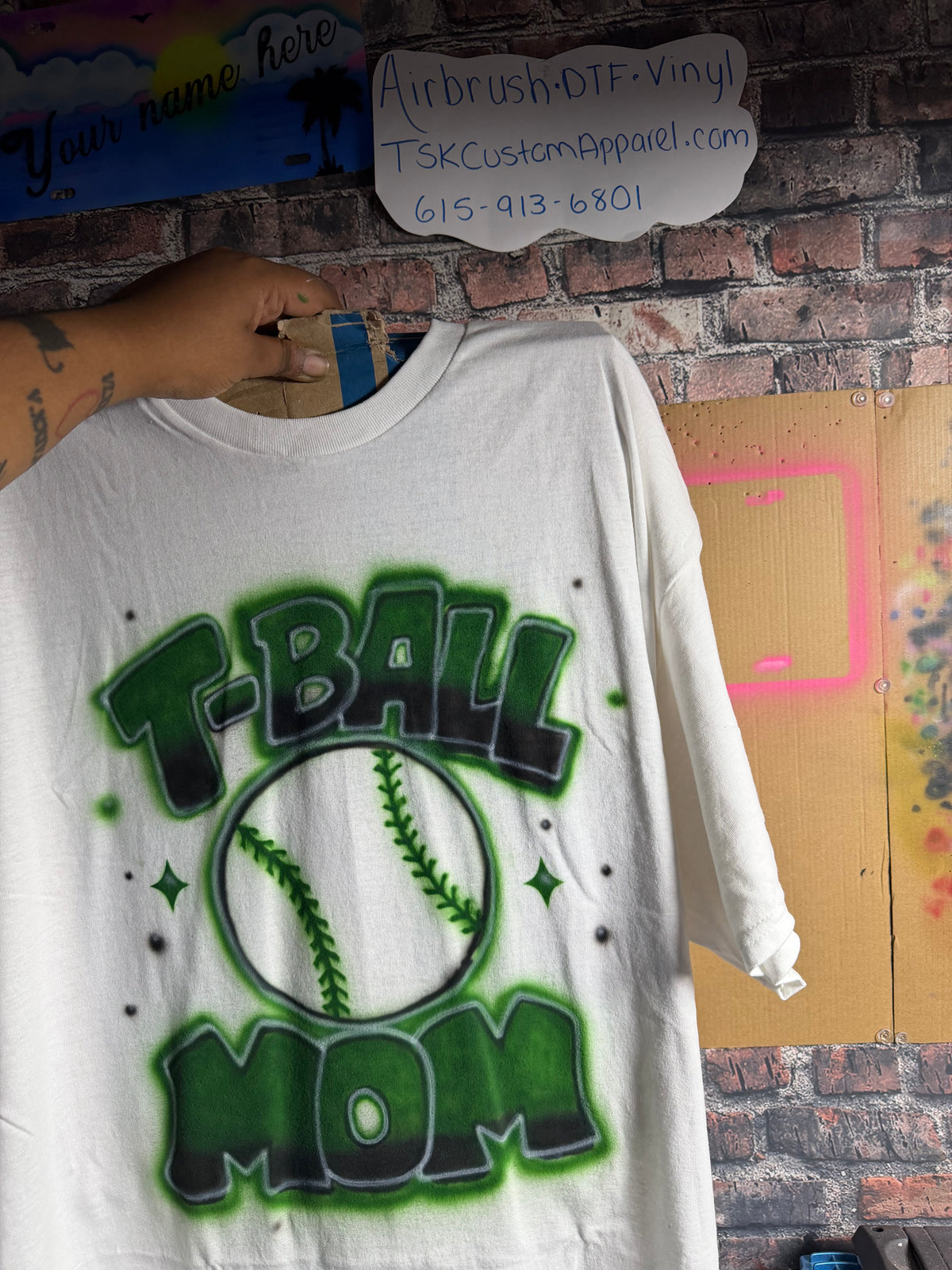 Custom Jersey style Tball Mom airbrush tshirt