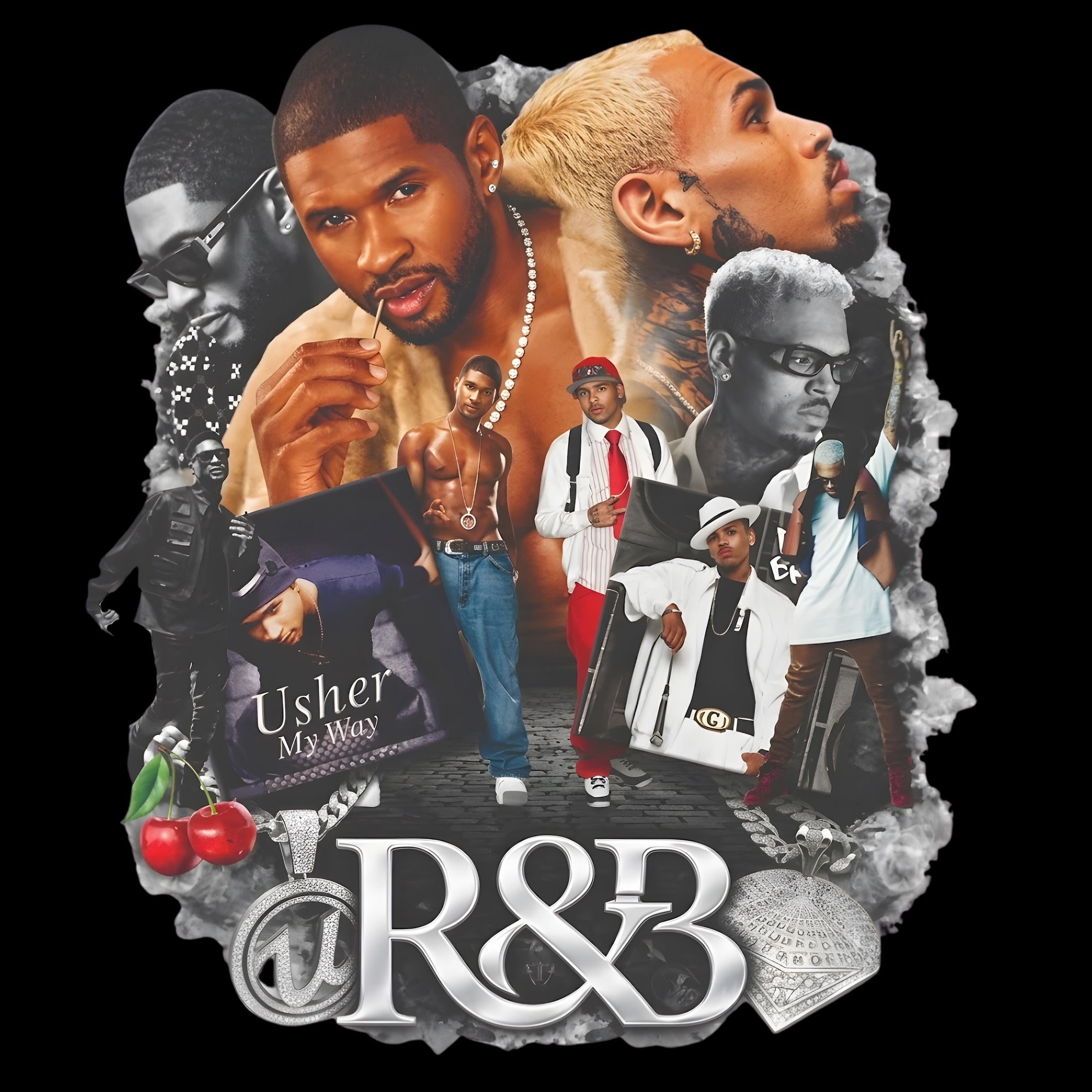 Chris Brown and Usher R&B Tour concert DTF Ready to press iron on transfer for clothing t-shirts and hoodies concert ready