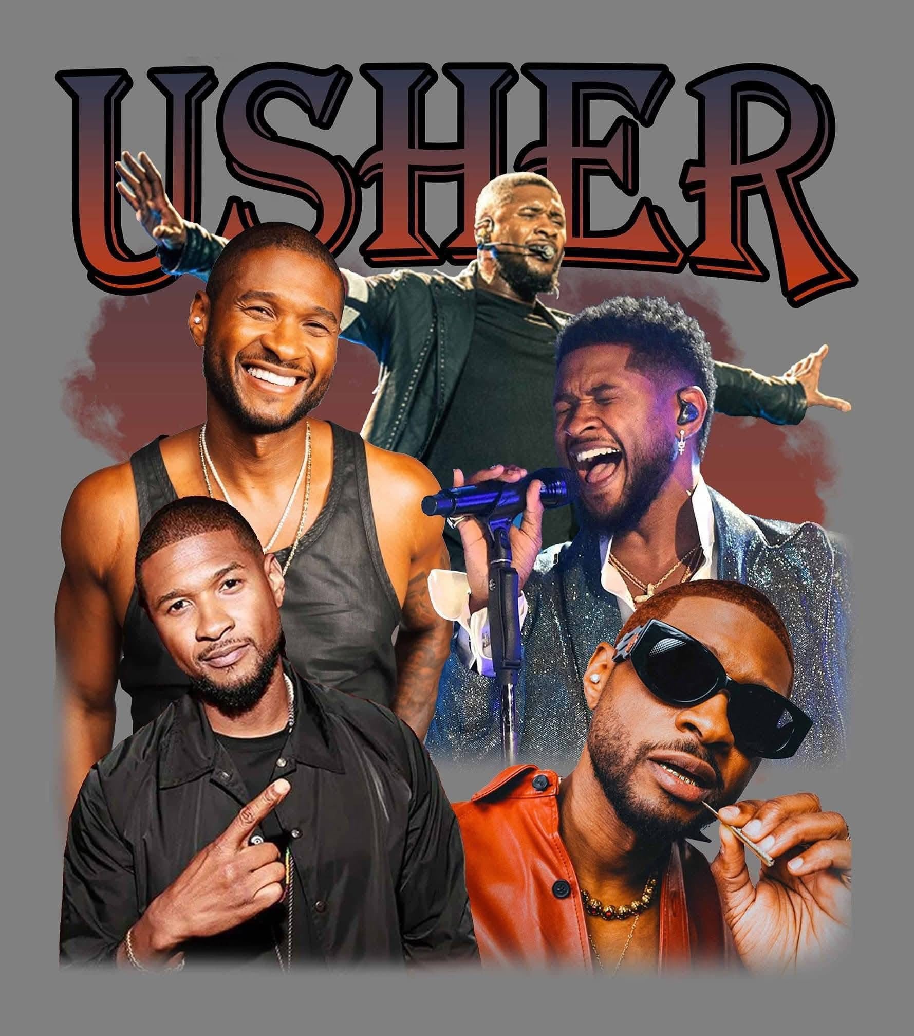 Usher Collage for Concert Ready to press iron on for clothing t-shirts hoodies