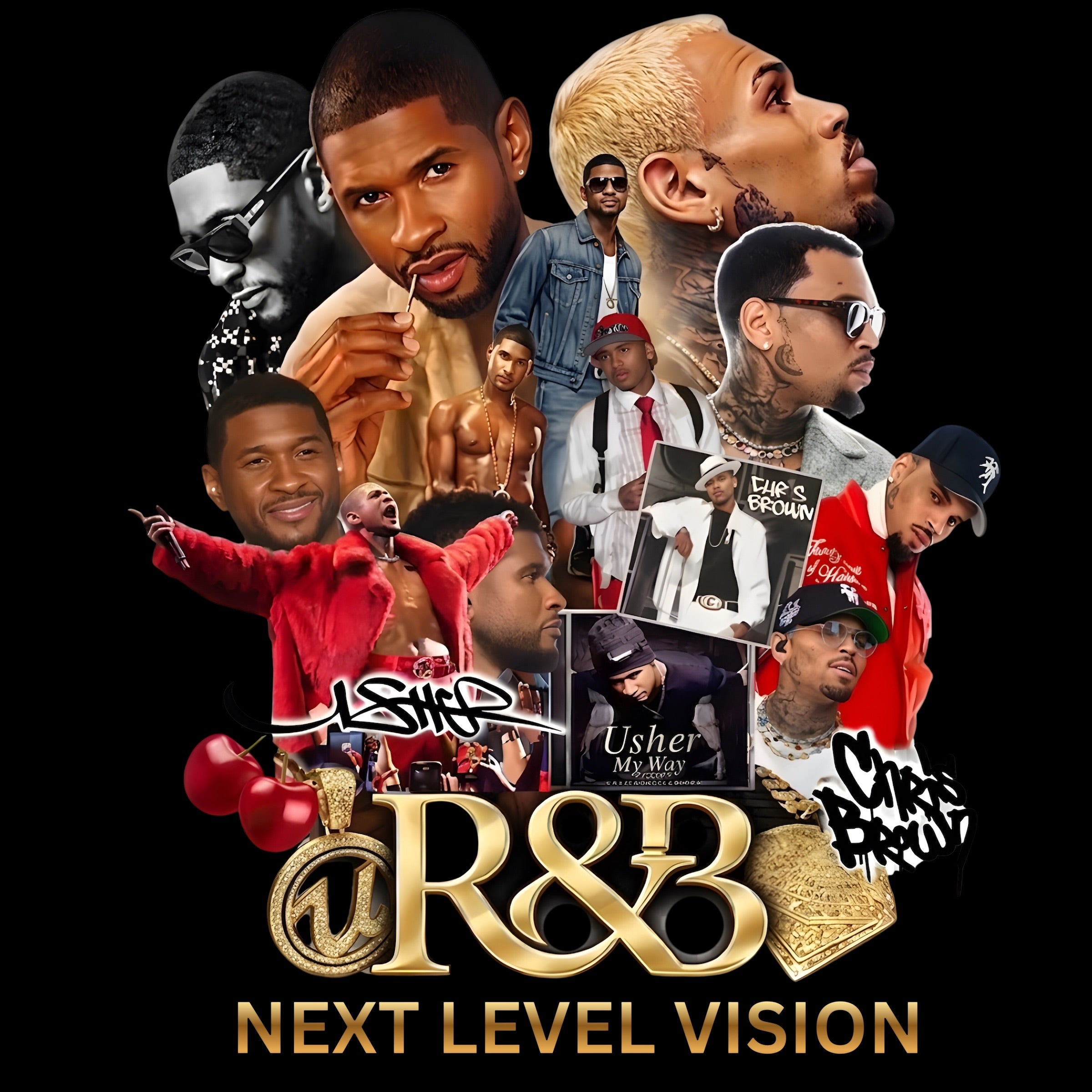 Chris Brown and Usher R&B Tour concert DTF Ready to press iron on transfer for clothing t-shirts and hoodies concert ready