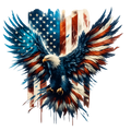 Fourth of July Eagle with American Flag DTF ready to press iron on transfer for clothing t-shirts and hoodies