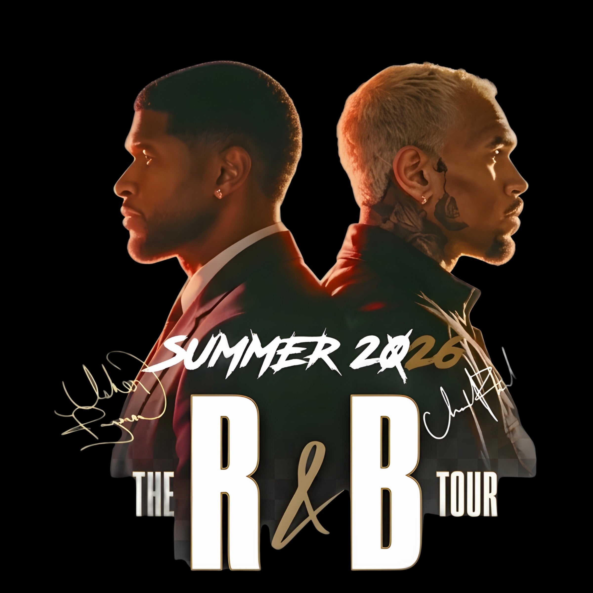 Chris Brown and Usher R&B Tour Summer 2026 concert DTF Ready to press iron on transfer for clothing t-shirts and hoodies concert ready