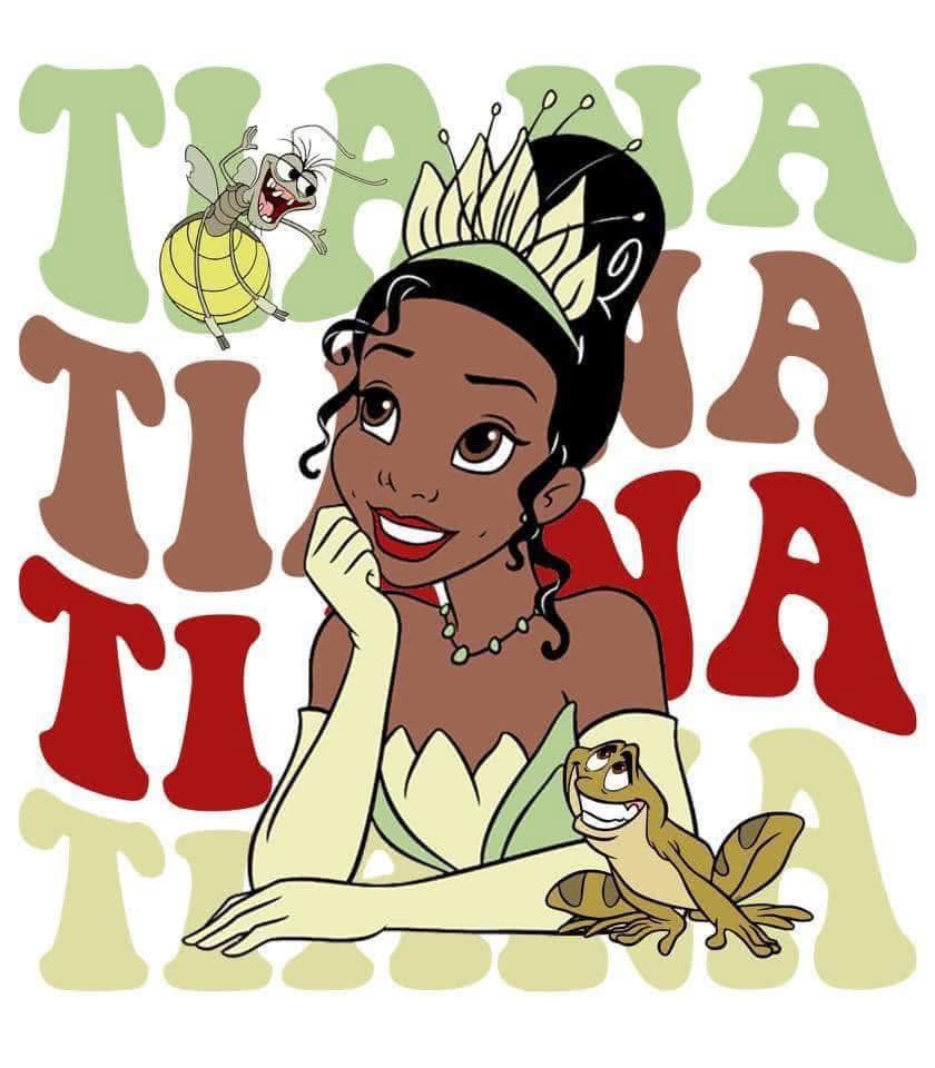 Tiana Disney Princess and the Frog DTF ready to press iron on transfer for clothing t-shirts and hoodies