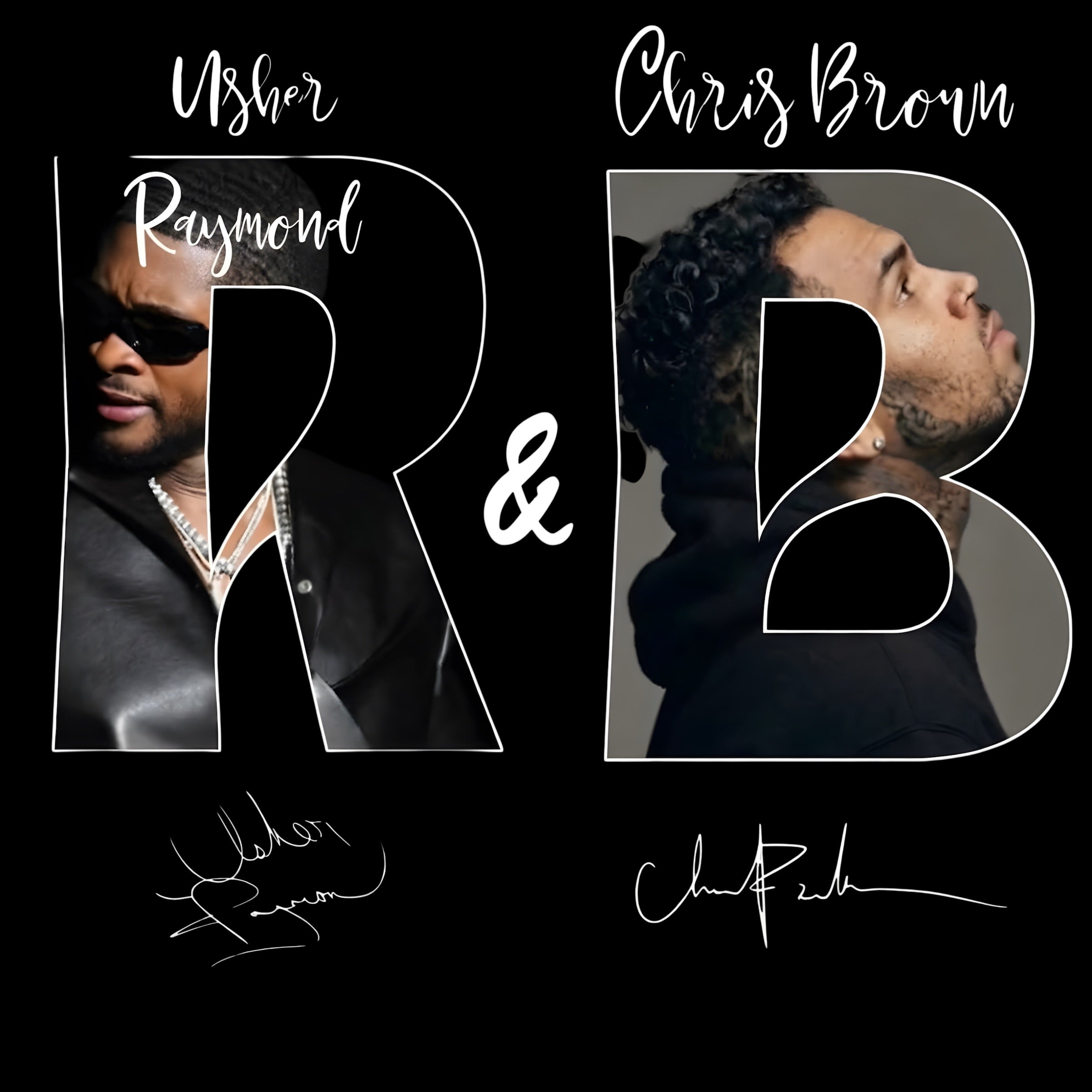 Chris Brown and Usher R&B Tour concert DTF Ready to press iron on transfer for clothing t-shirts and hoodies concert ready