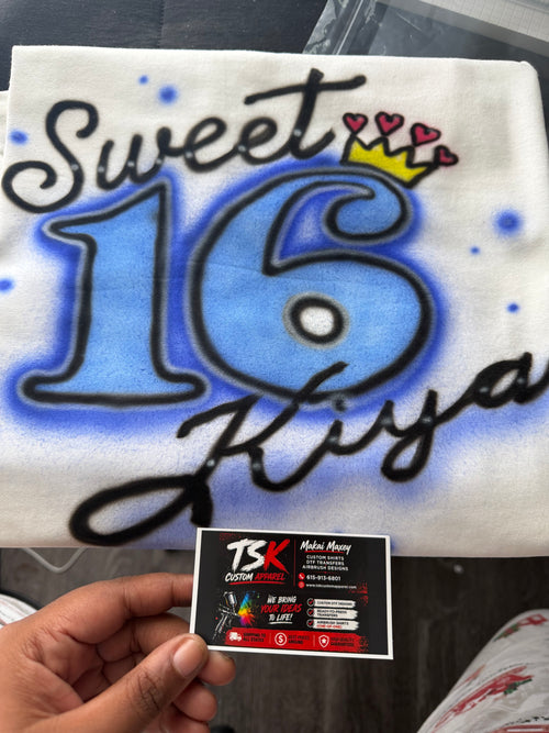 Airbrushed Sweet 16 tshirt