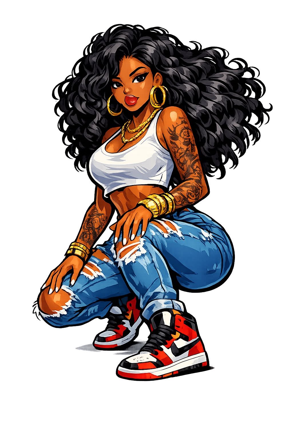 Fly girl DTF ready to press iron on transfer for clothing t-shirts and hoodies