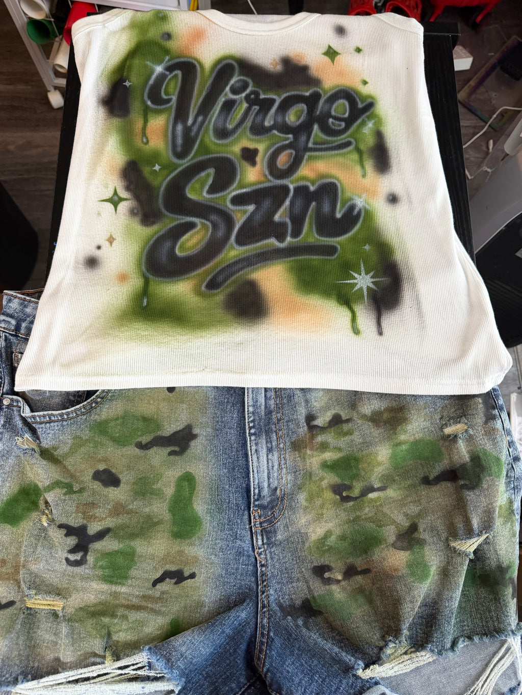 Custom Virgo camoflauge airbrush tank top