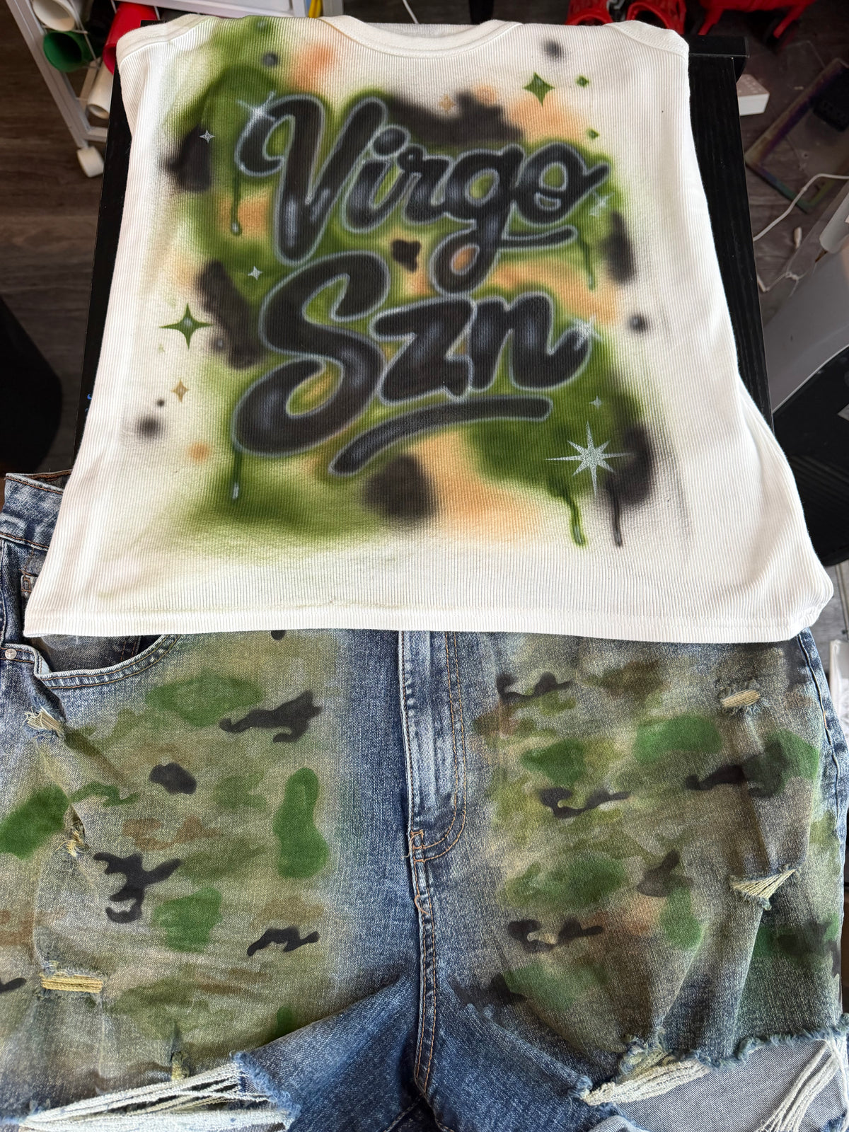Custom Virgo camoflauge airbrush tank top