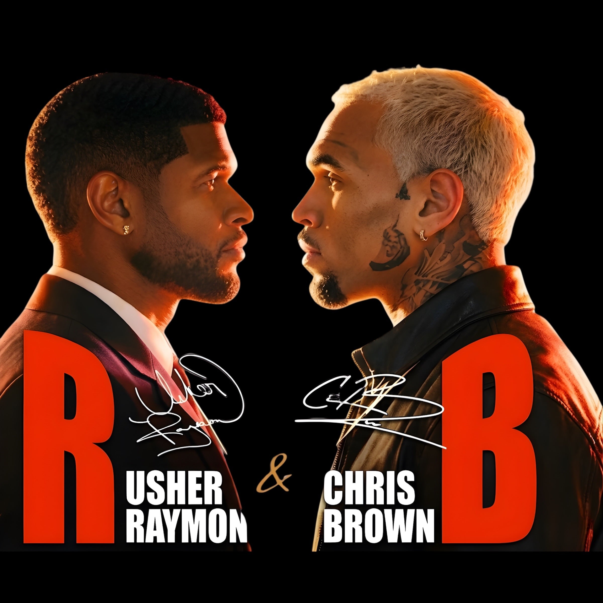 Chris Brown and Usher R&B Tour concert DTF Ready to press iron on transfer for clothing t-shirts and hoodies concert ready