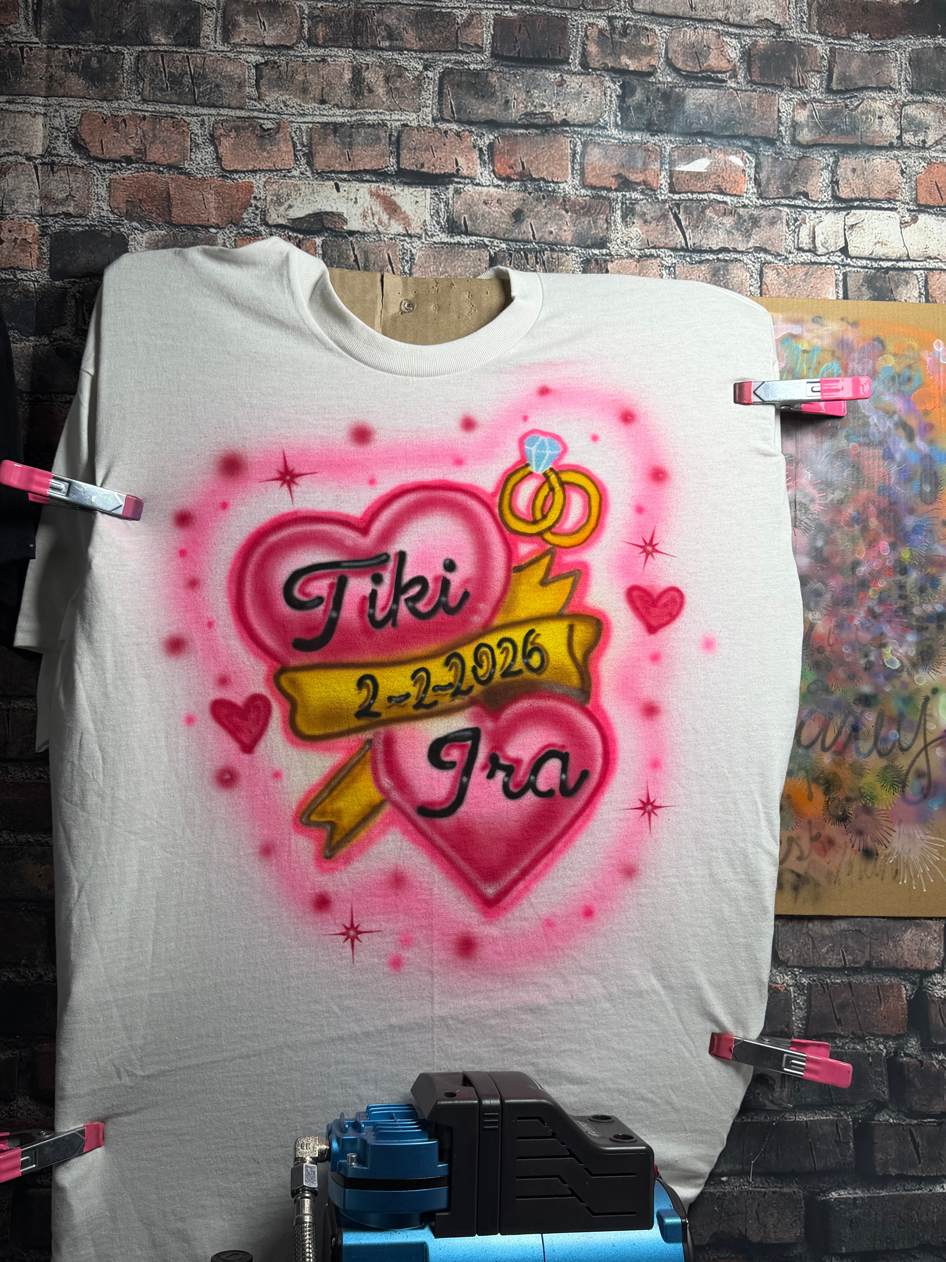 Couples heart wedding Airbrush shirt
