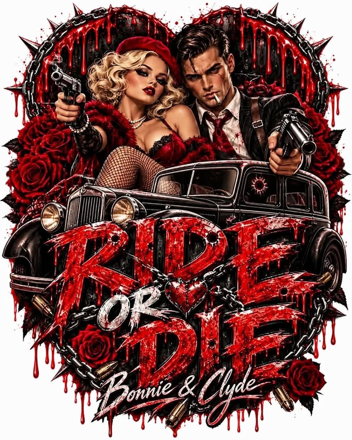 Ride or Die Halloween DTF ready to press iron on transfer for clothing