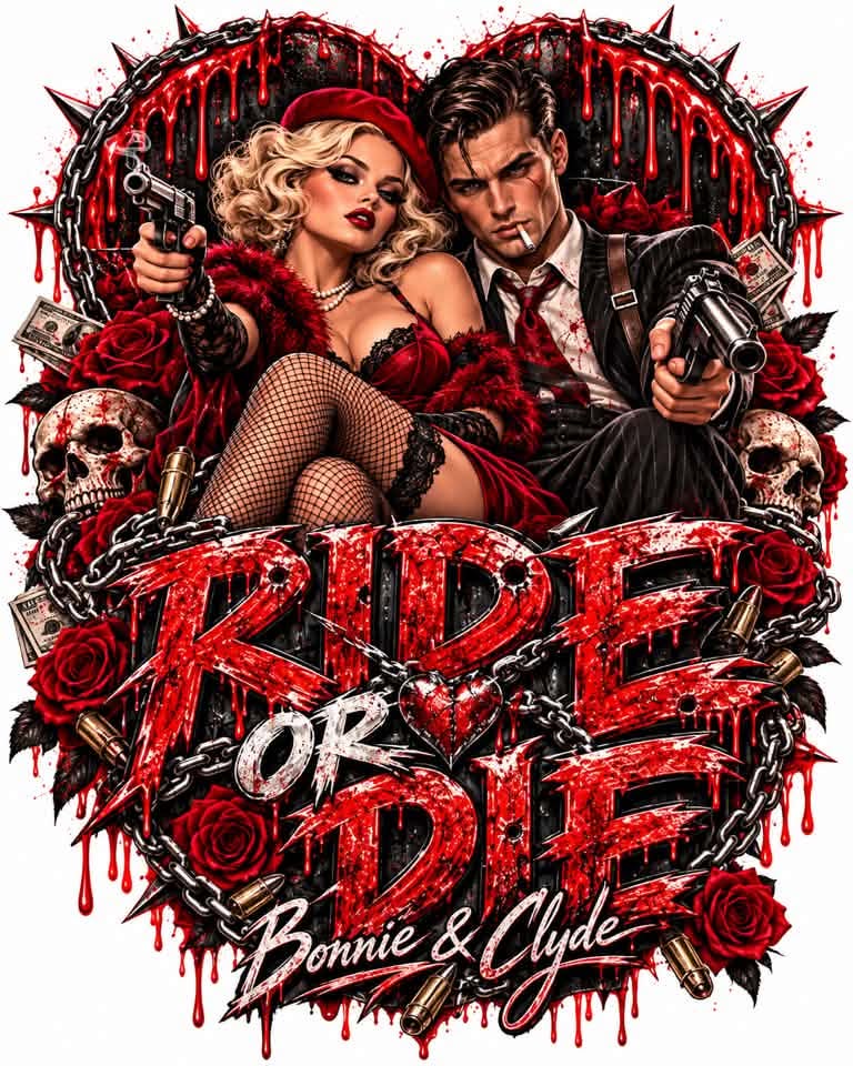 Ride or Die Halloween DTF ready to press iron on transfer for clothing