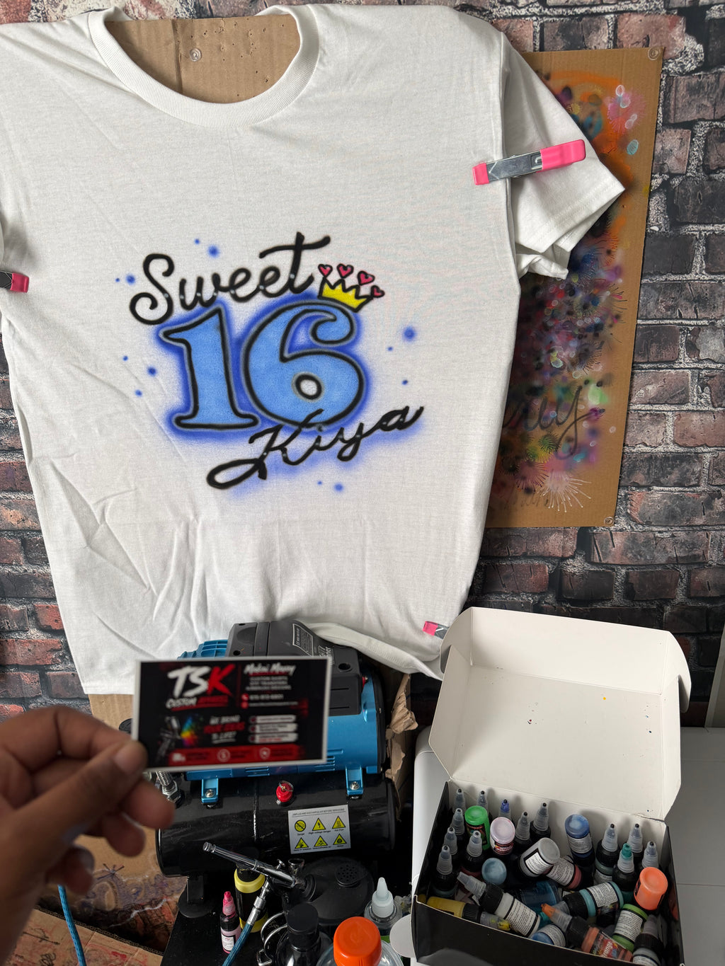 Airbrushed Sweet 16 tshirt