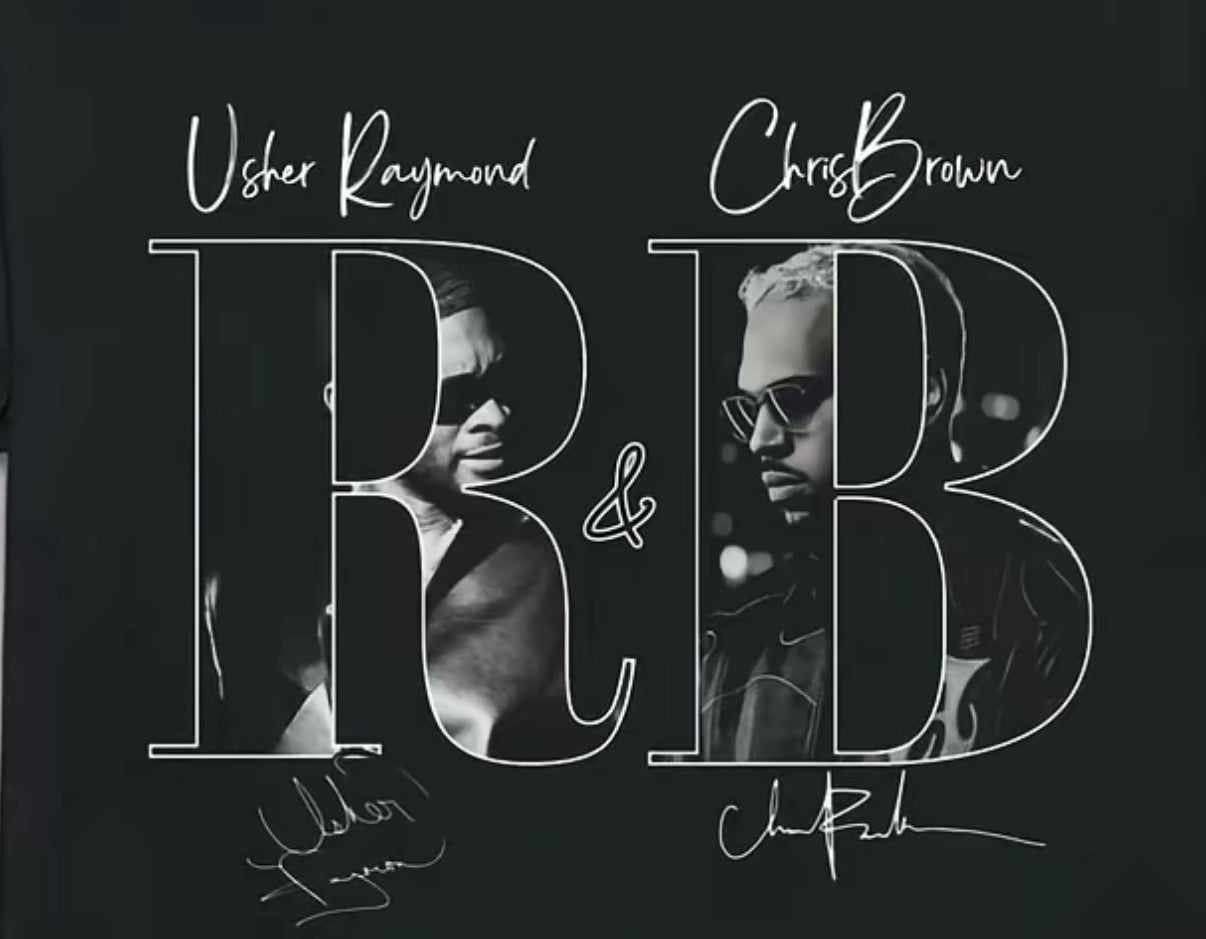 Chris brown usher initials R&B concert tour DTF transfer ready to press on clothing t-shirts hoodies and more