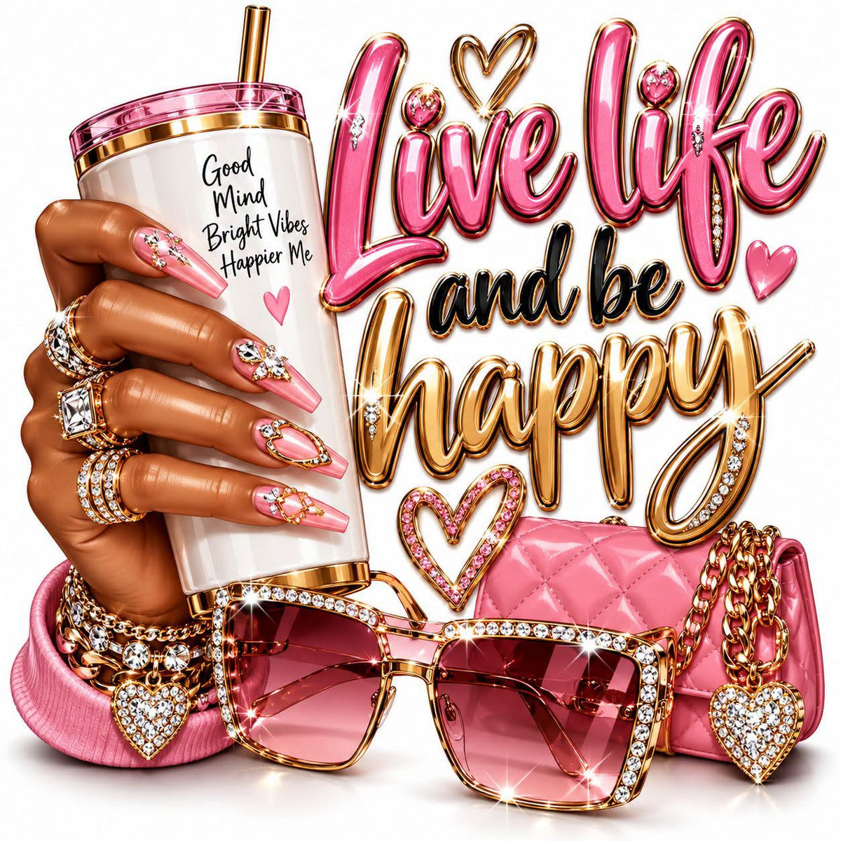 Live life and be happy DTF ready to press iron on transfer for clothing t-shirts and hoodies