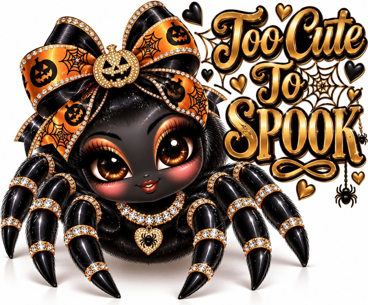 Too Cute to Spook Halloween DTF ready to press iron on transfer for clothing t-shirts and hoodies
