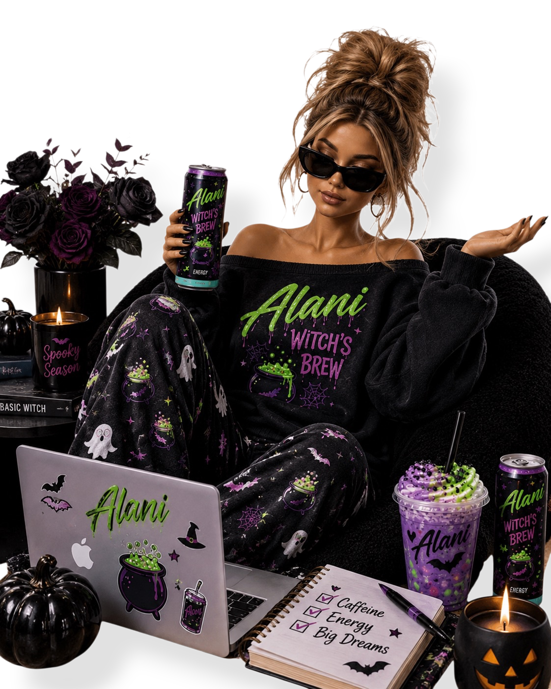 Halloween Alani Witch's Brew DTF ready to press iron on transfer for clothing t-shirts and hoodies