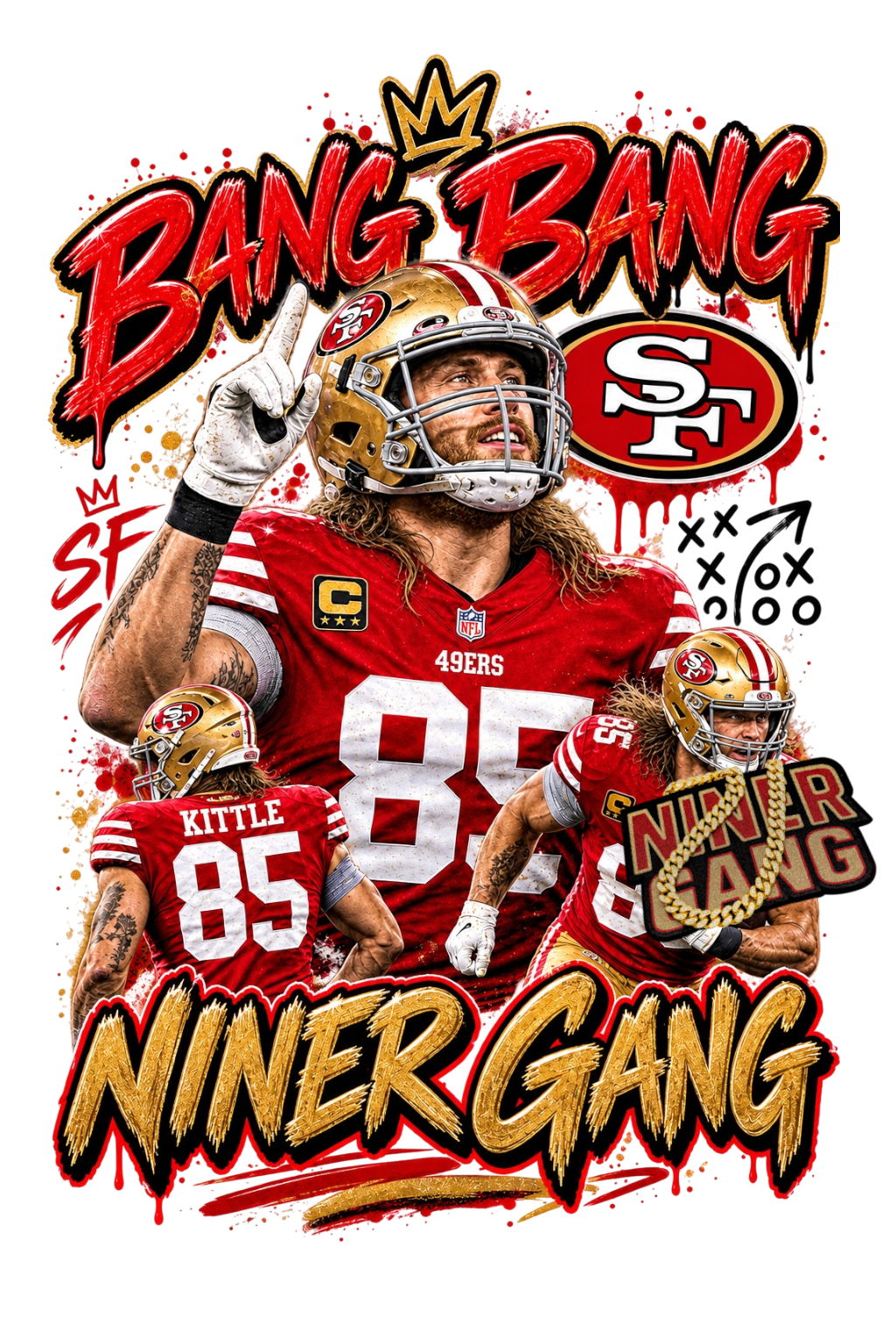 Bang bang Niner Gang football ready to press iron on transfer for clothing t-shirts and hoodies
