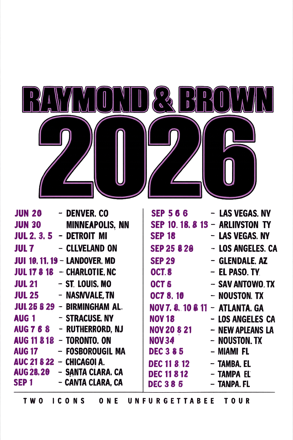 2026 Tour Dates Chris Brown and Usher R&B Tour concert 2026 purple/black DTF Ready to press iron on transfer for clothing t-shirts and hoodies
