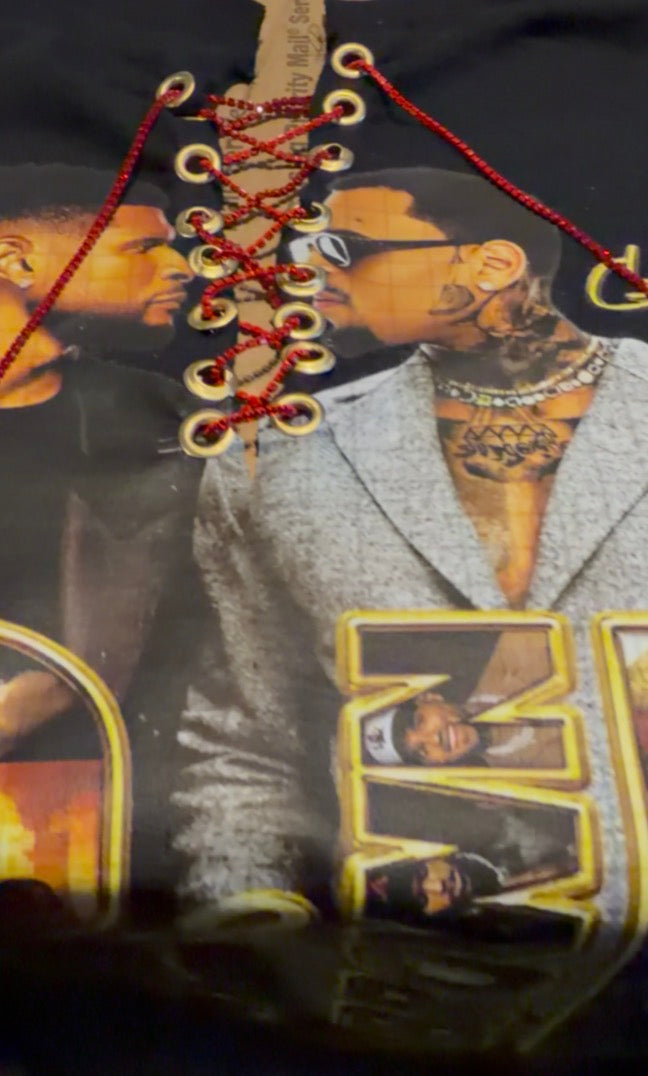 Customized Red & Gold Usher & Chris Brown R&B Tour T-shirt concert ready