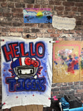 Custom Hello TSU Tigers red and blue airbrush tshirt