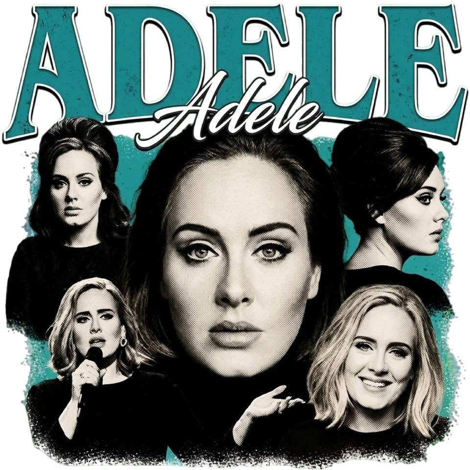 Adele DTF ready to press iron on transfer for clothing t-shirts and hoodies