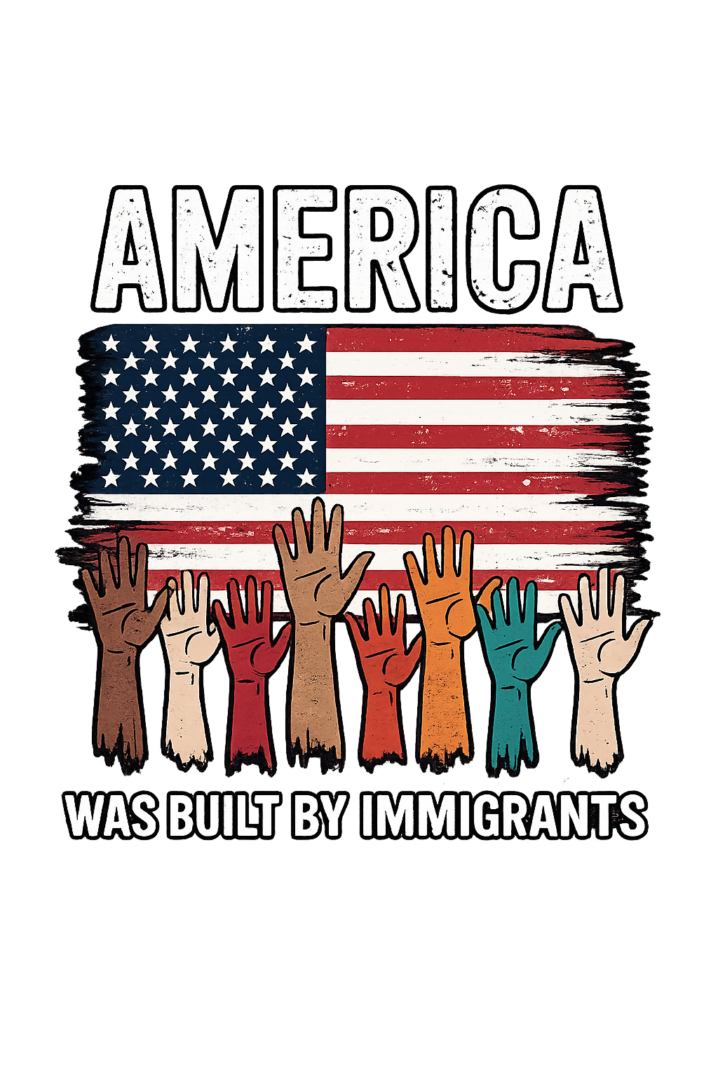 America Was Built By Immigrants 4th of July DTF ready to press iron on transfer for clothing t-shirts and hoodies