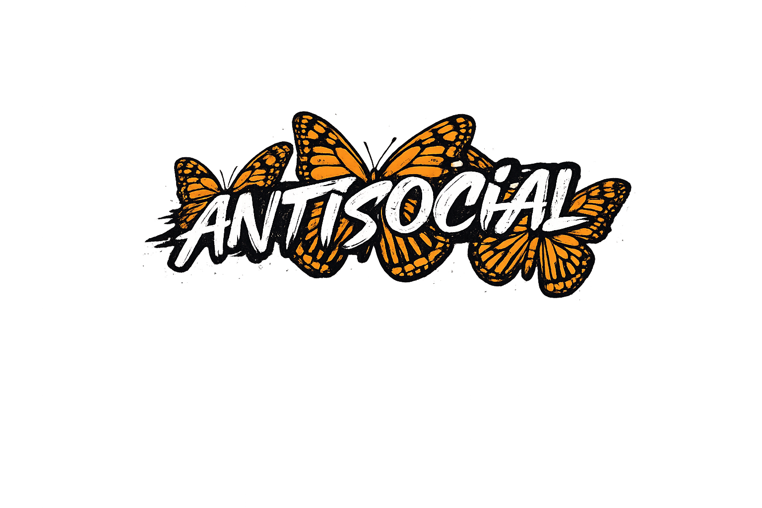 Antisocial Butterflies DTF ready to press iron on transfer for clothing t-shirts and hoodies