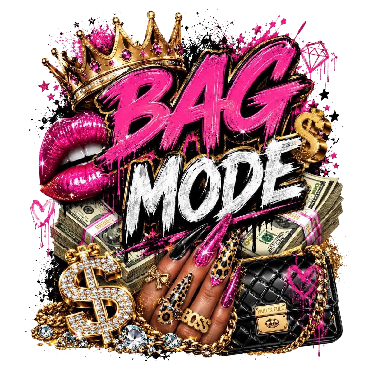 Bag Mode DTF ready to press iron on transfer for clothing t-shirts and hoodies