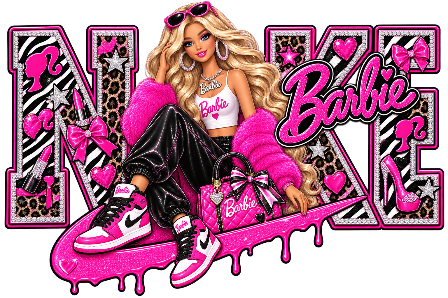 Nike Barbie DTF ready to press iron on transfer for clothing t-shirts and hoodies