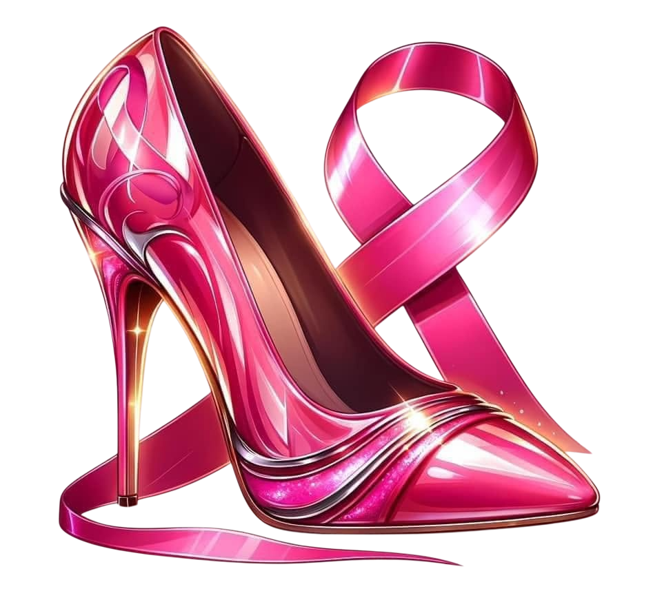 Breast Cancer Awareness Heel & Ribbon DTF ready to press iron on transfer for clothing t-shirts and hoodies