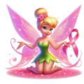 Breast Cancer Awareness Tinker Bell DTF ready to press iron on transfer for clothing t-shirts and hoodies