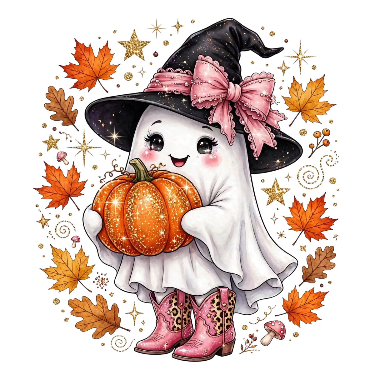 Baby Witch Ghost Fall Halloween DTF ready to press iron on transfer for clothing t-shirts and hoodies