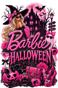 Barbie Halloween DTF ready to press iron on transfer for clothing t-shirts and hoodies