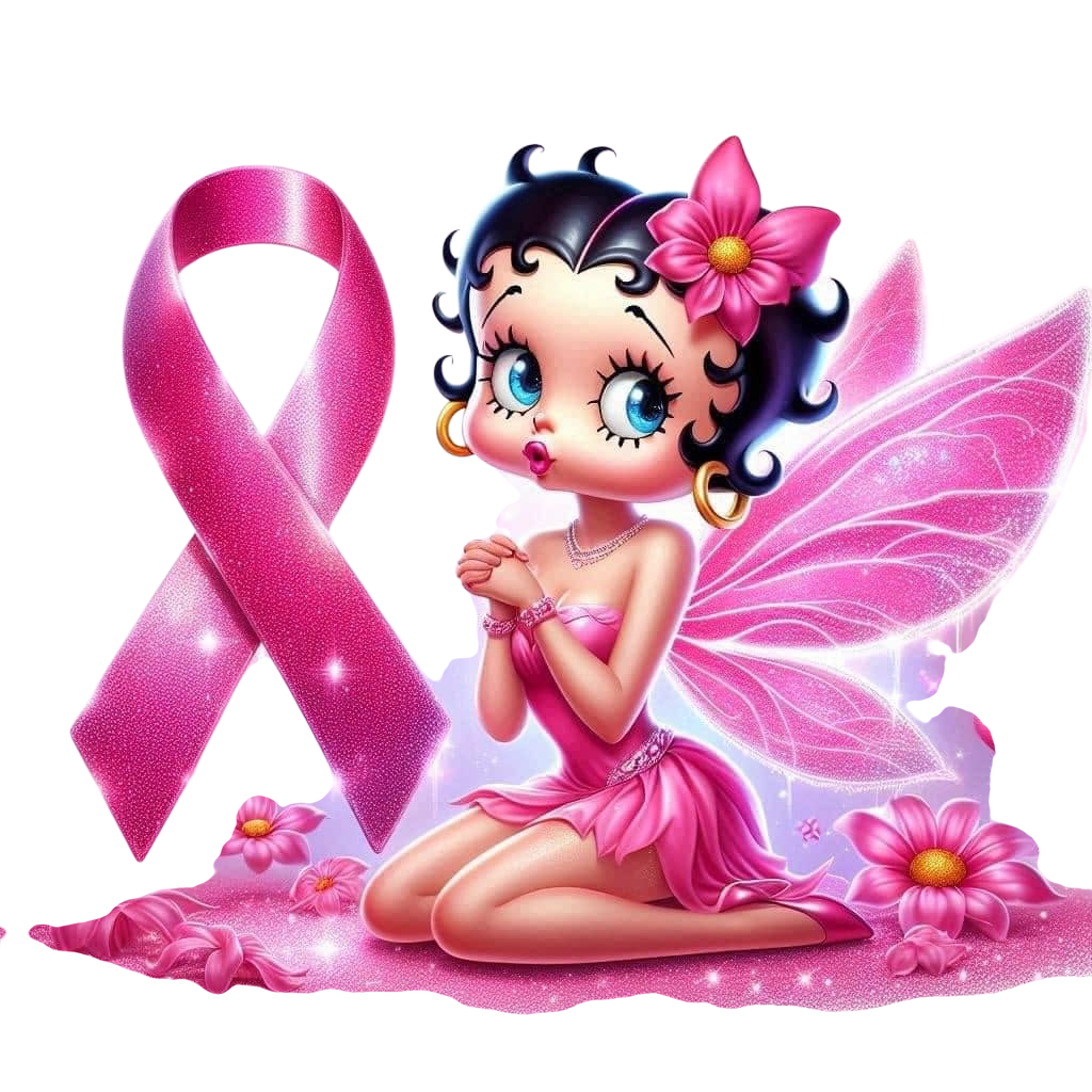 Breast Cancer Awareness Betty Boop DTF ready to press iron on transfer for clothing t-shirts and hoodies