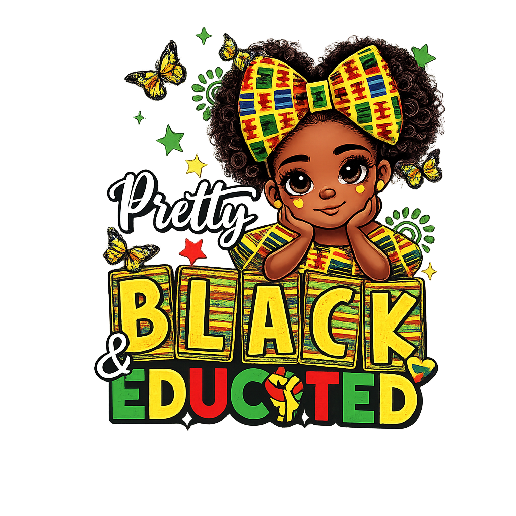 Pretty Black & Educated DTF ready to press iron on transfer for clothing t-shirts and hoodies