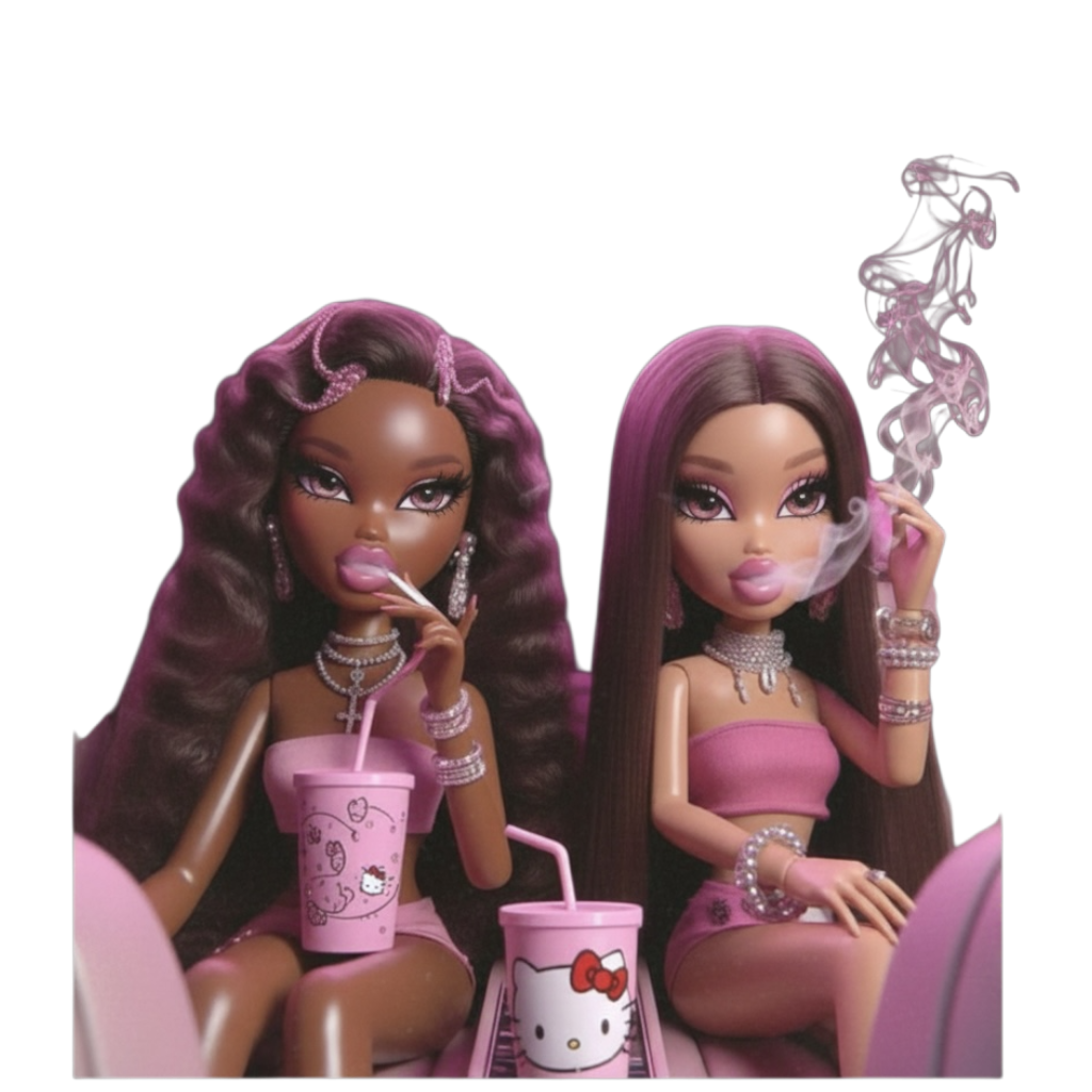 Barbie and Bratz Smoking DTF ready to press iron on transfer for clothing t-shirts and hoodies