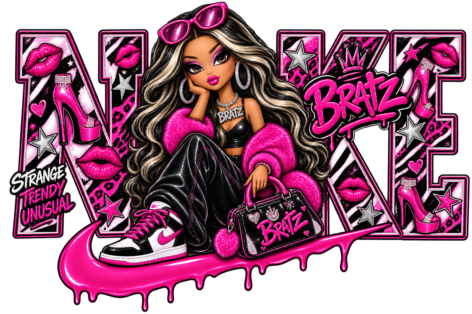 Nike Bratz DTF ready to press iron on transfer for clothing t-shirts and hoodies