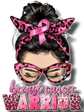 Breast Cancer Awareness Warrior DTF ready to press iron on transfer for clothing t-shirts and hoodies