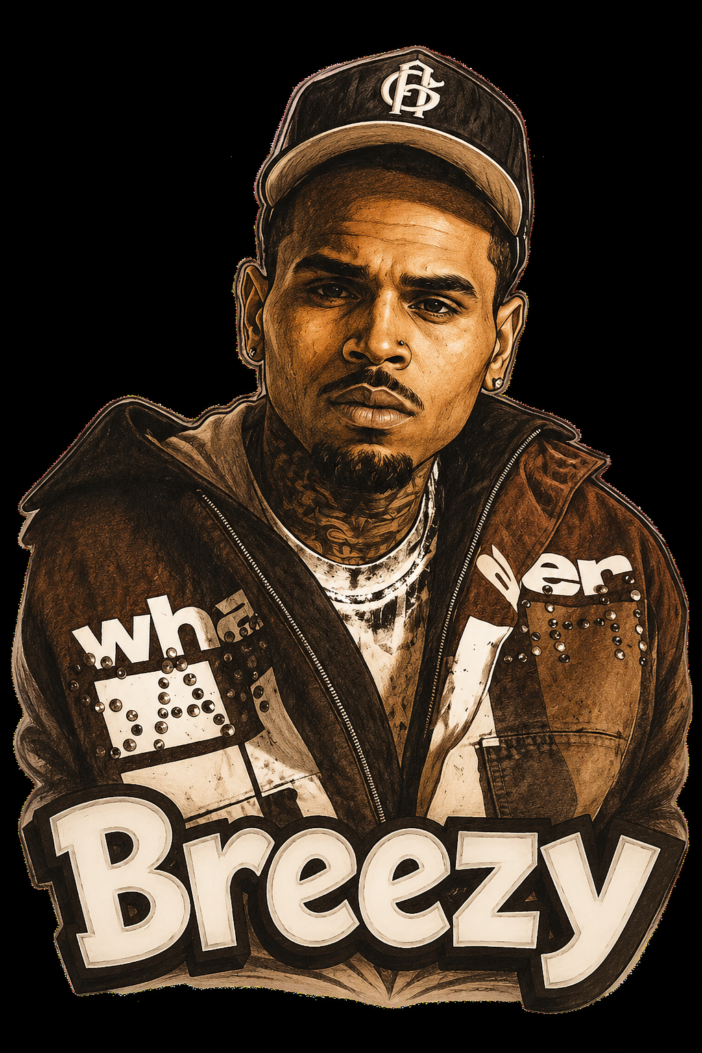 Chris Brown Breezy DTF iron on transfer for clothing t-shirts etc concert ready