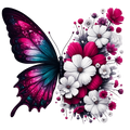 Butterfly Flowers DTF ready to press iron on transfer for clothing t-shirts and hoodies