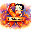 C.O.P.D Awareness Betty Boop DTF ready to press iron on transfer for clothing t-shirts and hoodies