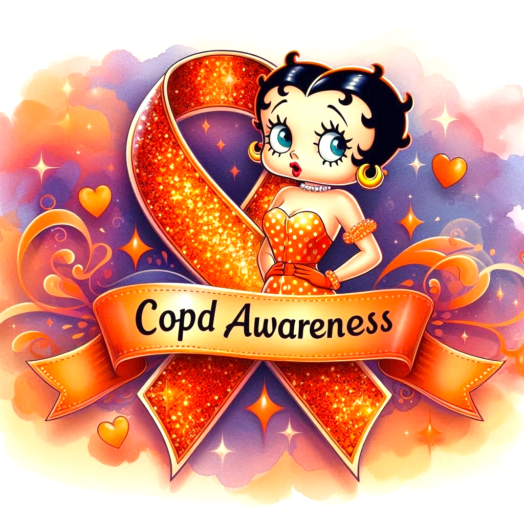 C.O.P.D Awareness Betty Boop DTF ready to press iron on transfer for clothing t-shirts and hoodies