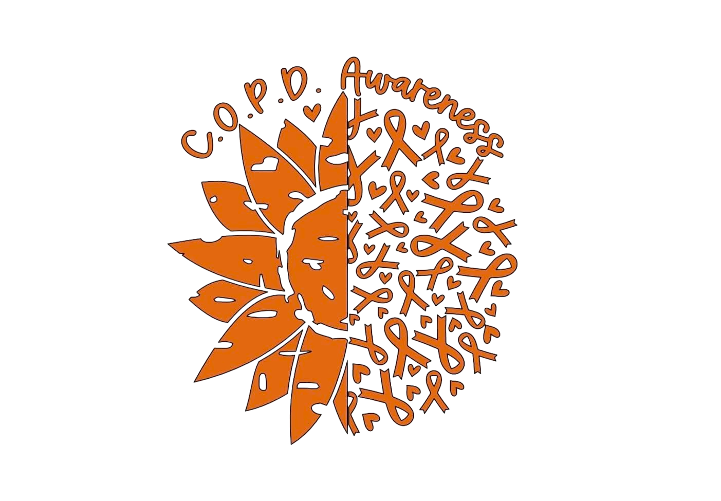 C.O.P.D. Awareness DTF ready to press iron on transfer for clothing t-shirts and hoodies
