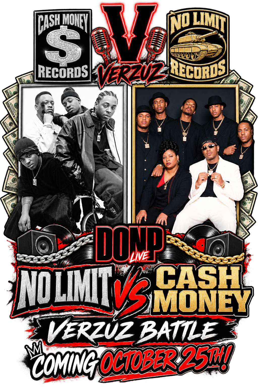 Cash Money and No Limit Versus DTF ready to press iron on transfer for clothing t-shirts and hoodies concert ready