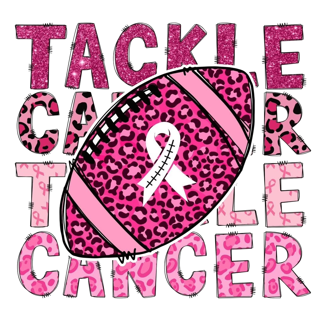 Breast Cancer Awareness Tackle Cancer Foot Ball DTF ready to press iron on transfer for clothing t-shirts and hoodies